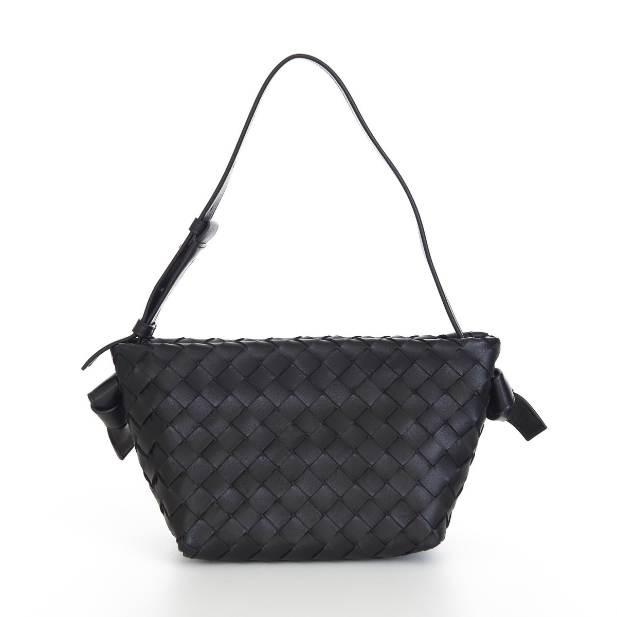 BOTTEGA VENETA 2500$ Small Tie Shoulder Bag In Black Intrecciato