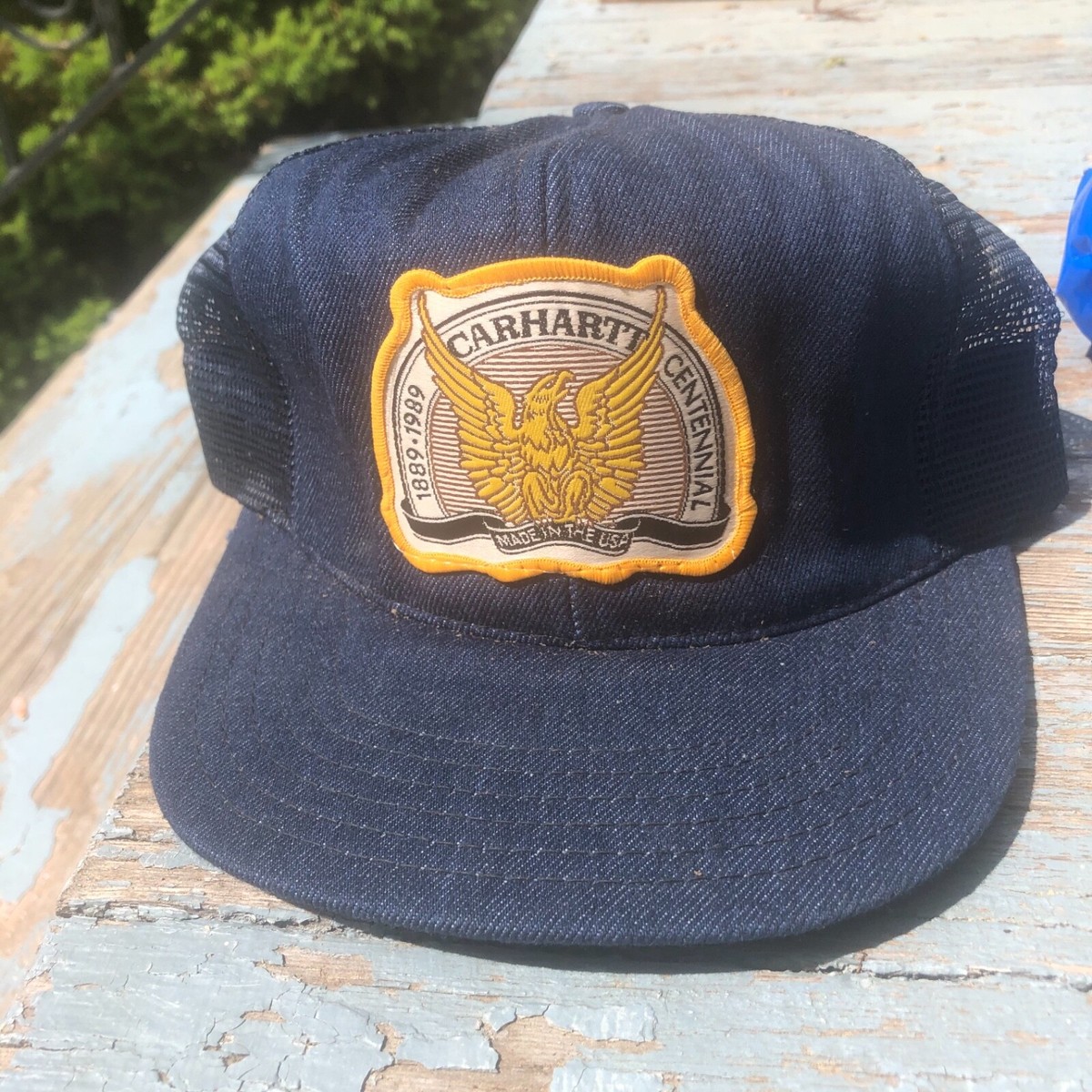 WOW CARHARTT Centennial Snapback Trucker Hat VINTAGE 1989 DENIM