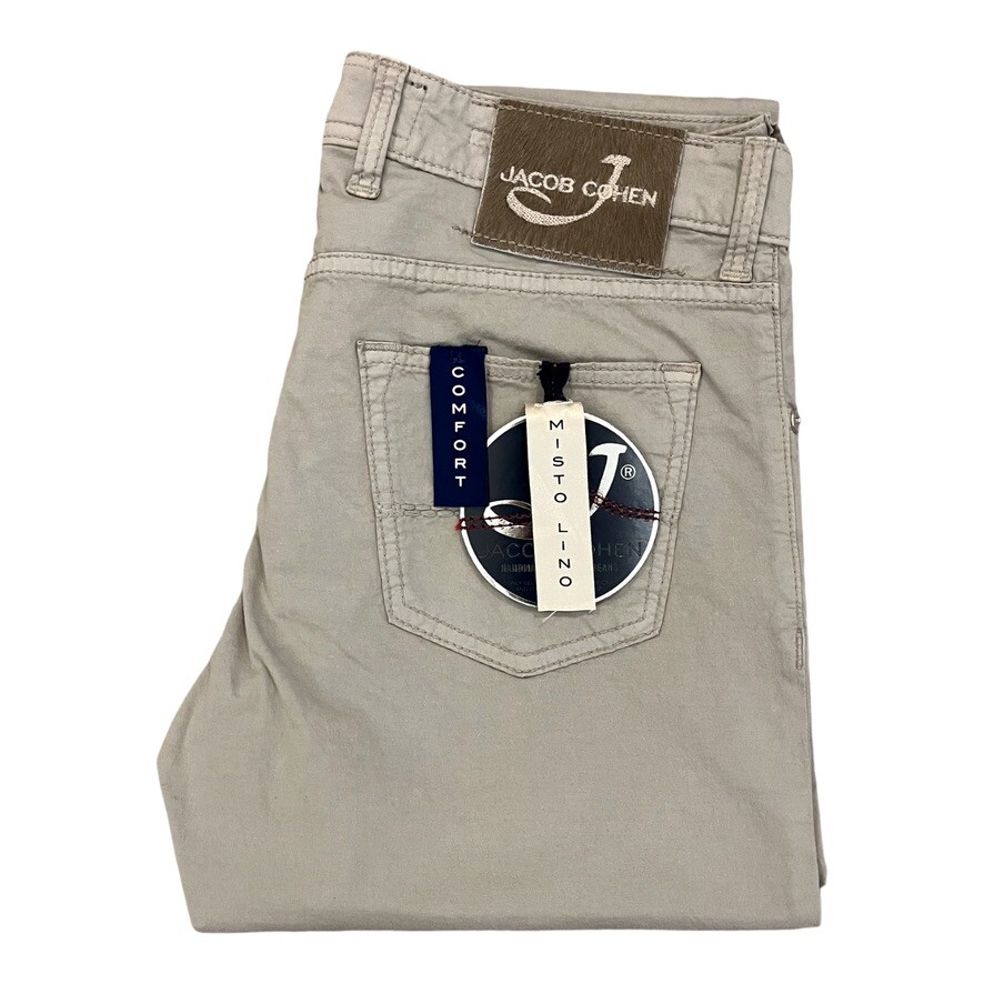Jacob Cohen J622 Misto Lino Comfort Men 5 Pocket Jeans Pants Beige