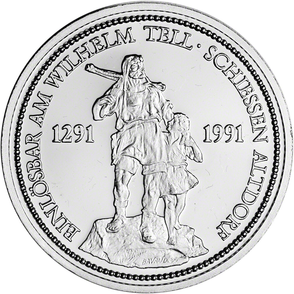 Switzerland Platinum 1 oz William Tell Swiss Shooting Thaler BU/PF