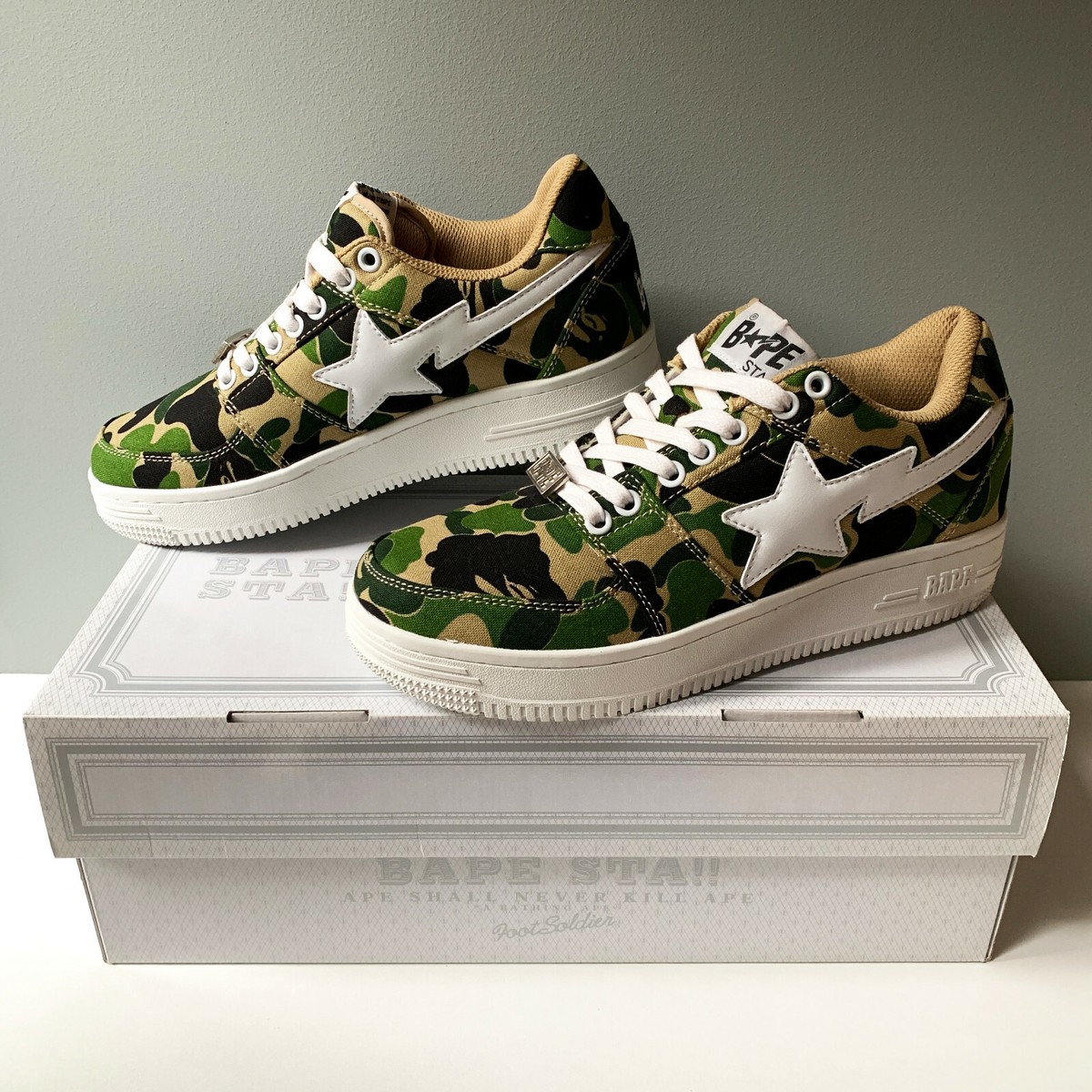 A Bathing Ape Bape Sta Bapesta Low ABC Camo Green US8 | eBay