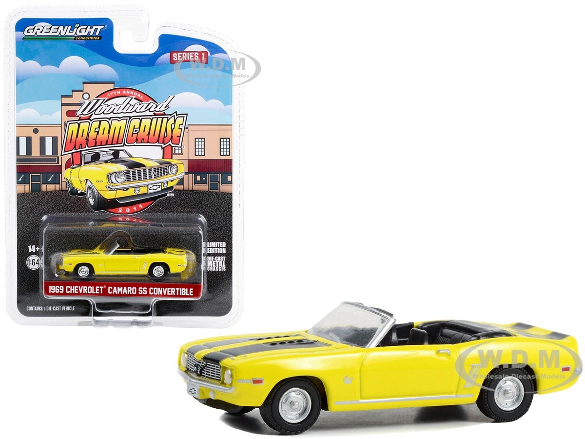 1969 CHEVROLET CAMARO SS CONVERTIBLE YELLOW 1/64 DIECAST CAR