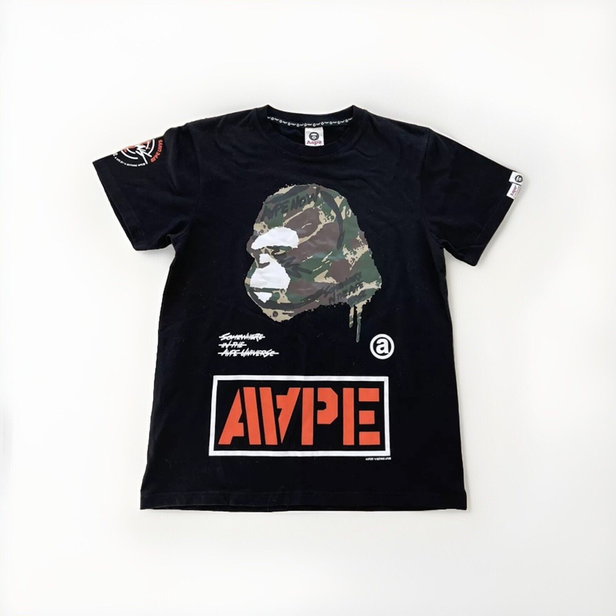 New AUTHENTIC AAPE CAMO BY BATHING APE TEE T SHIRT BLACK Camo XL