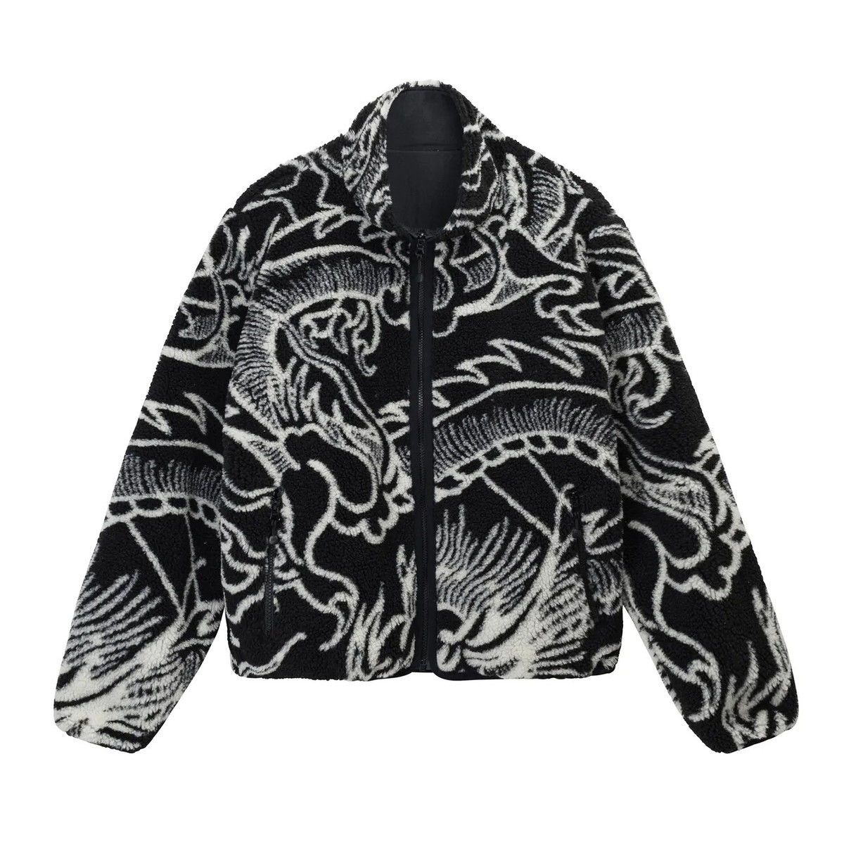 Stussy DRAGON SHERPA JACKET Holiday 2022 Reversible - Black | eBay