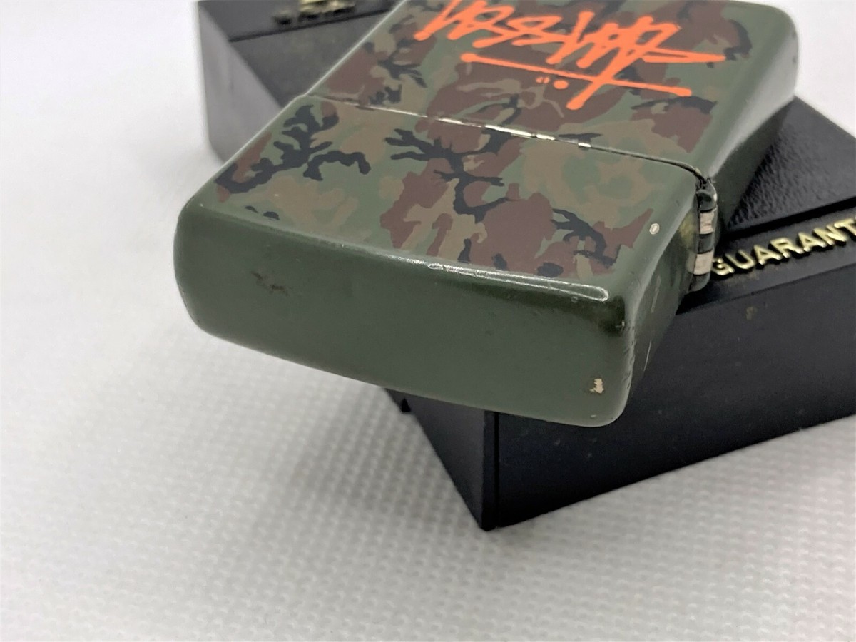 Auth Vintage ZIPPO Limited Model STUSSY Logo Lighter Camouflage