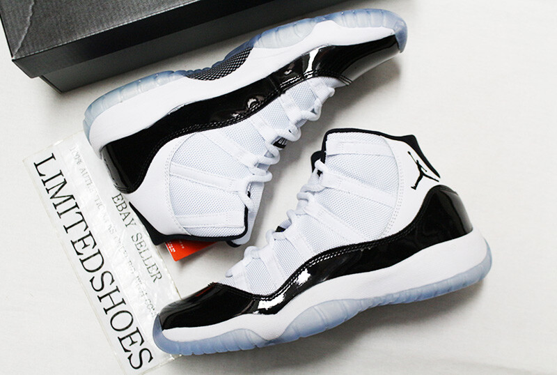 2018 NIKE AIR JORDAN 11 RETRO GS CONCORD WHITE BLACK 378038-100