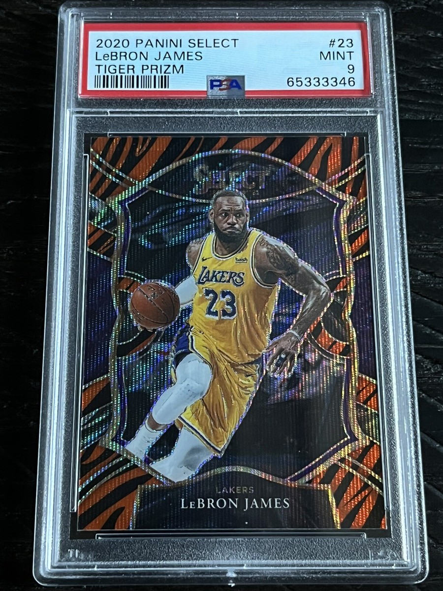 2020-21 Panini Select TIGER PRIZM SSP #23 LeBron James PSA 9 MINT