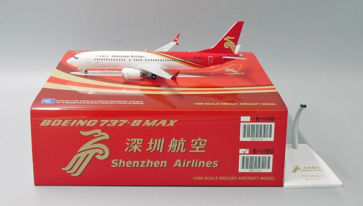 1:200 JC Wings Shenzhen Airlines BOEING B737 Max8 Plane Diecast