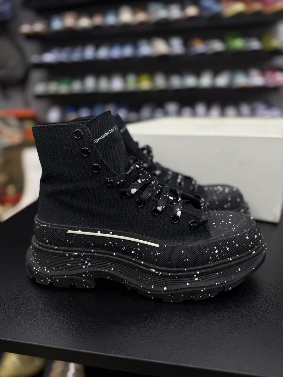 Alexander McQueen H. Boot Tread Black Splatter Boots Size 42EU/9US