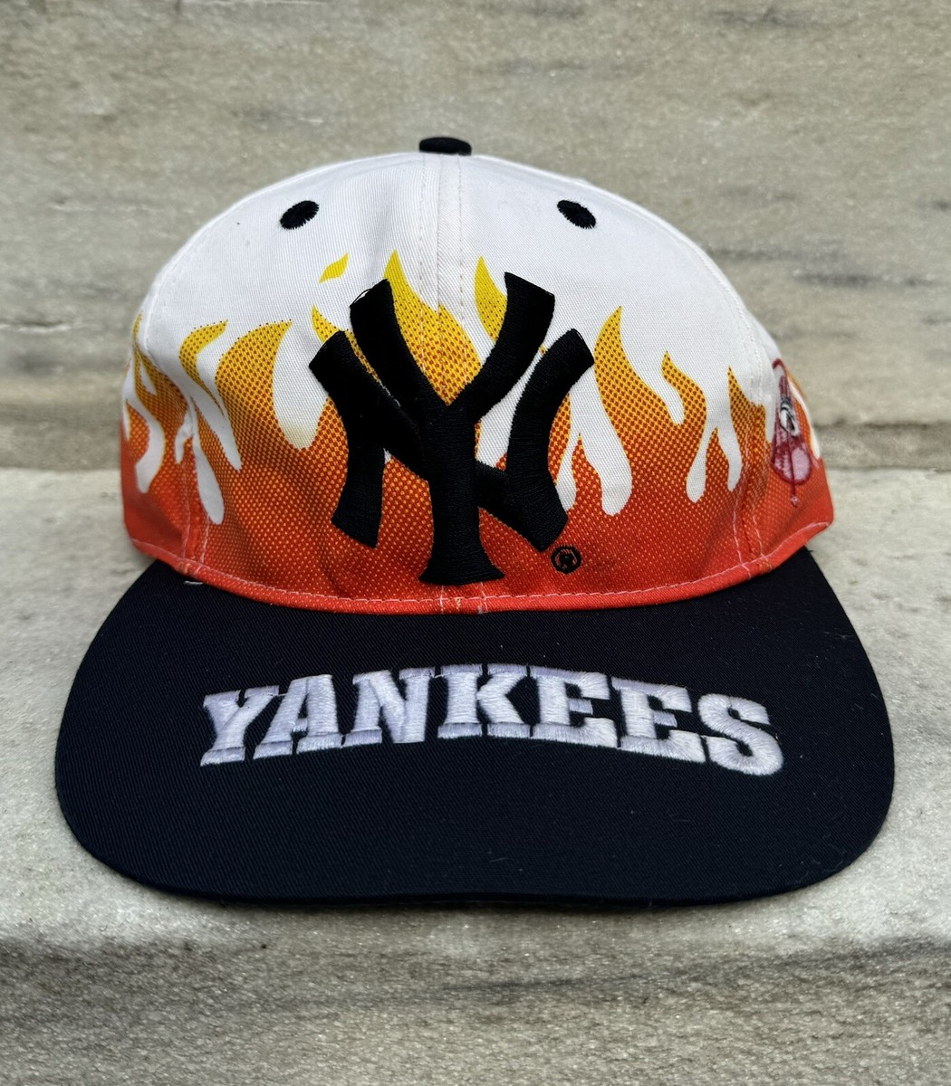 Vintage 90s MLB New York Yankees On Fire! Flames Snapback Hat