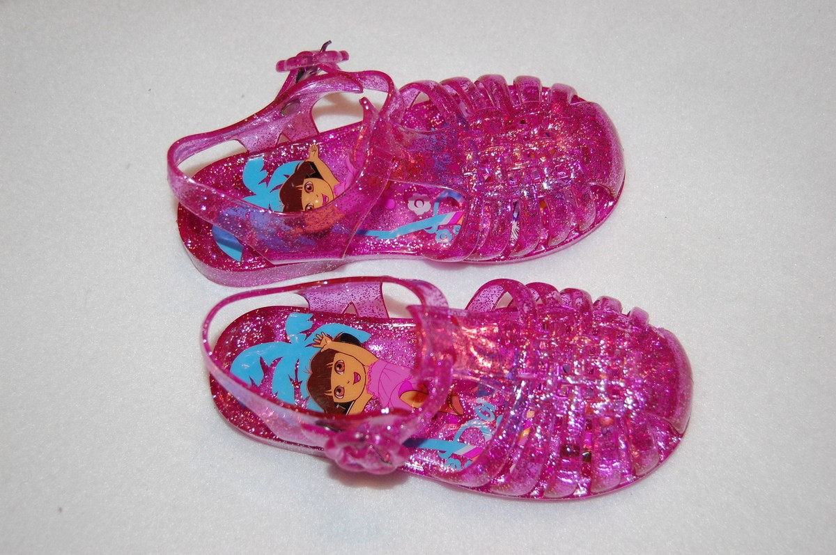 Toddler Girls Gel Shoes PINK GLITTER 6 Open Back CLOSED TOE Buckle