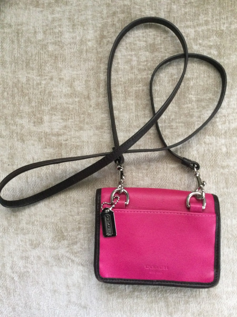 COACH LEGACY 48022 Turnlock Fuchsia Pink Leather Mini Crossbody