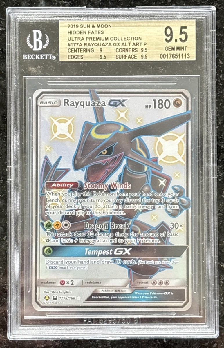 Pokémon TCG - Rayquaza GX CES 177a/168 Hidden Fates Prem (Beckett