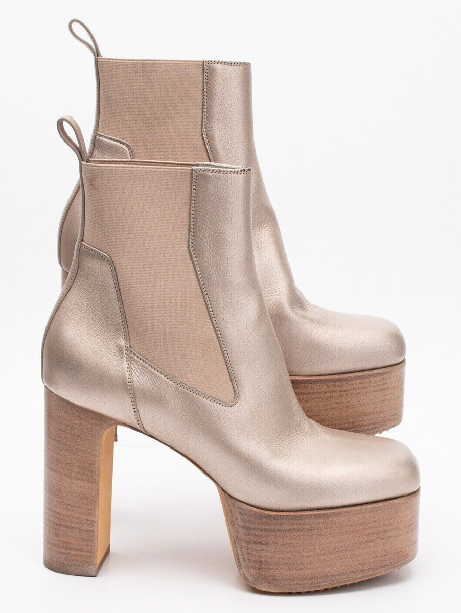 RICK OWENS Kiss Platform Heeled Leather Boot (41 EU; 8 US Men's