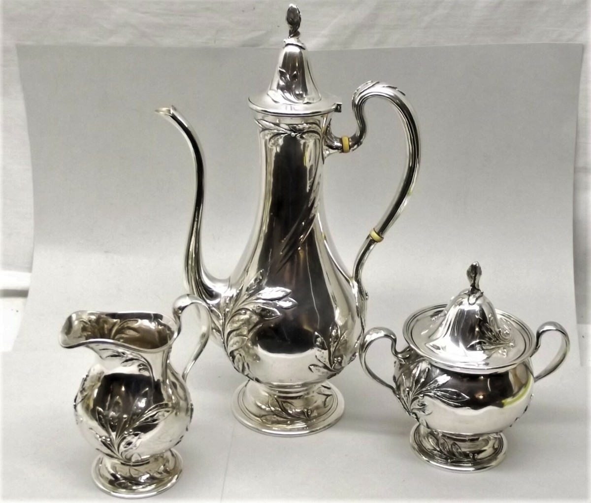 Antique Tiffany & Co Makers Sterling Silver Coffee Pot Set Creamer