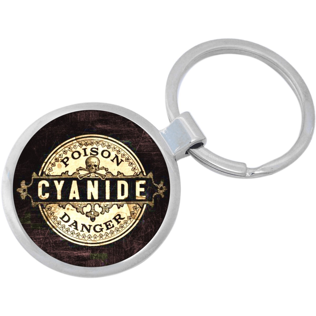 Vintage Label Poison Cyanide Danger Keychain - Includes 1.25 Inch