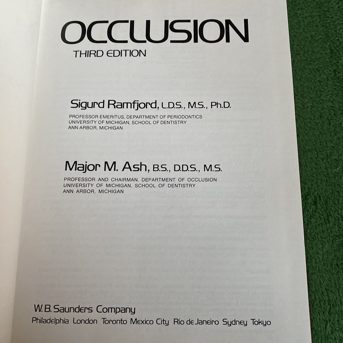 OCCLUSION By Sigurd P. Ramfjord & Major Mckinley Ash - Hardcover