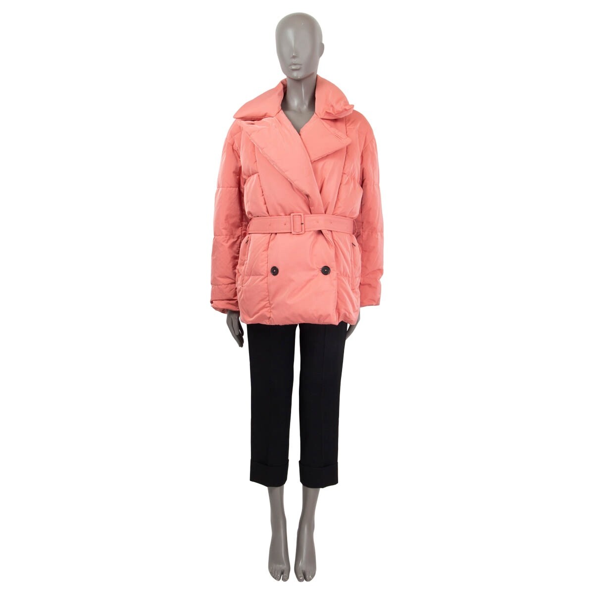 66824 auth JIL SANDER pink polyester DOUBLE BREASTED DOWN Jacket