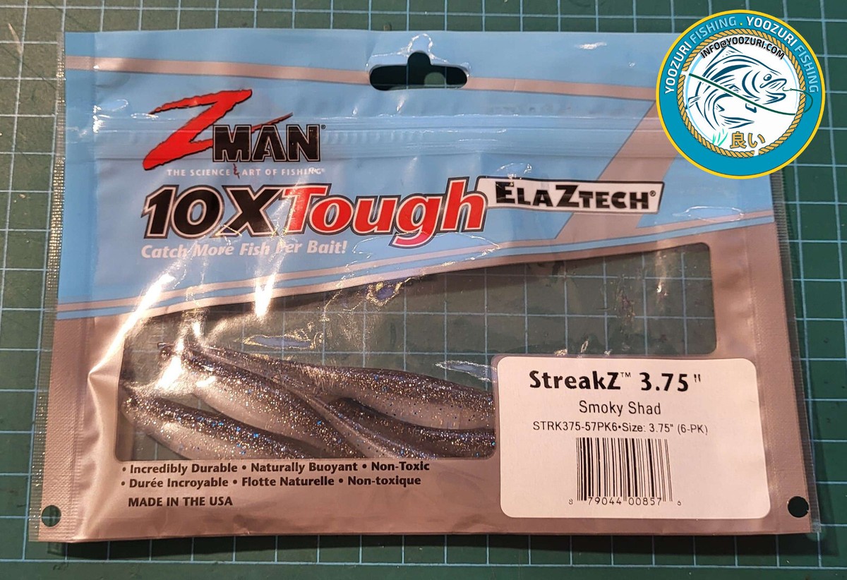 🎣2X Z-Man 10X Tough StreakZ 3.75 - Smoky Shad - Pack of 6 Zman