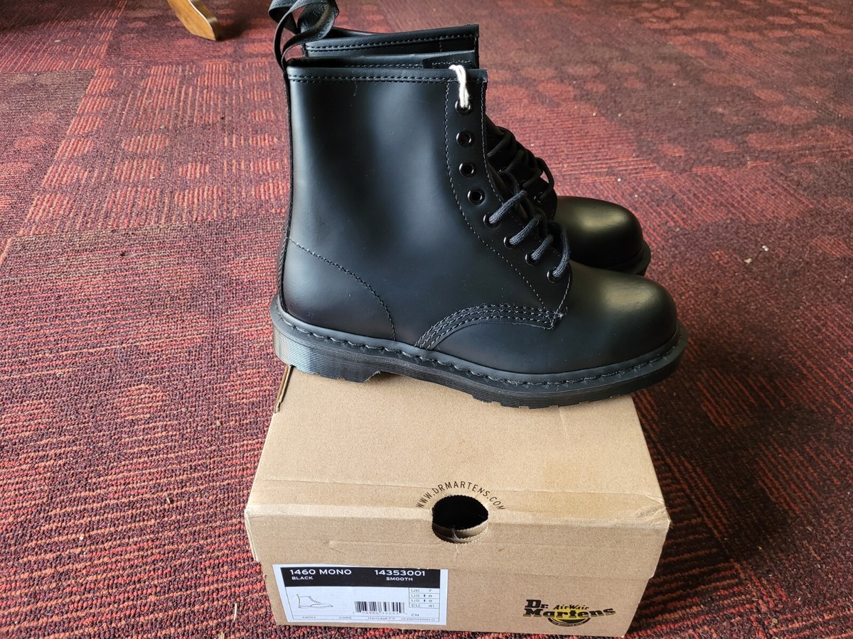 Dr. Martens 1460 Mono Smooth Black 8-Eye Lace Up Boots Men's 8