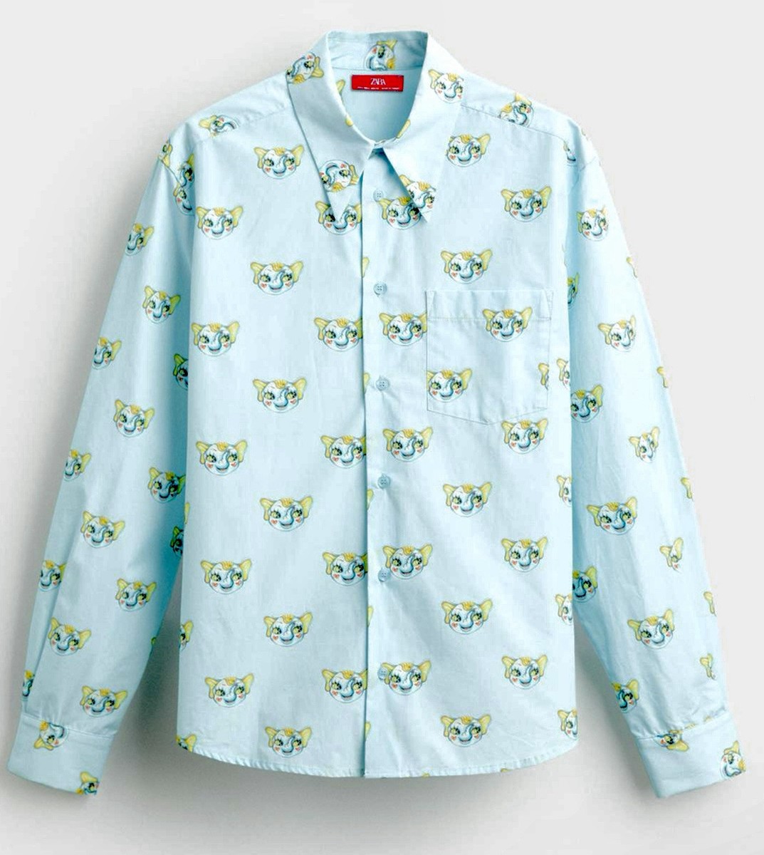 ZARA UNISEX ELEPHANT PRINT SHIRT X HARRY LAMBERT BLUE.Size Medium