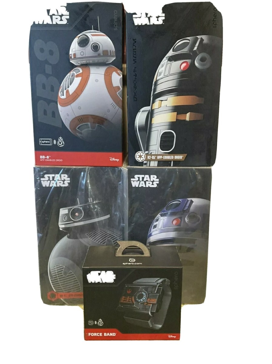 ALL 4 BRAND NEW SPHERO STAR WARS DROIDS W/ FORCE BAND BB-8 R2-Q5