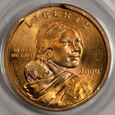 2000 D PCGS MS63 5% Double Clip Planchet Sacagawea Dollar Mint