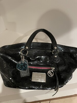 AUTHENTIC COACH POPPY ROCKER SEQUIN SATCHEL BAG PURSE_MIDNIGHT