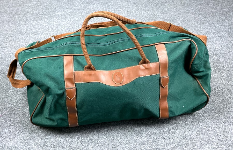 Polo Ralph Lauren Canvas Rolling Duffle Bag & Shoulder Strap Green