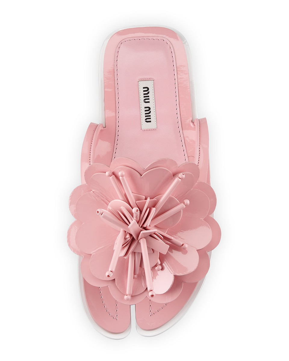 NEW MIU MIU by PRADA S17 Runway Flower Split Toe Flats Slides