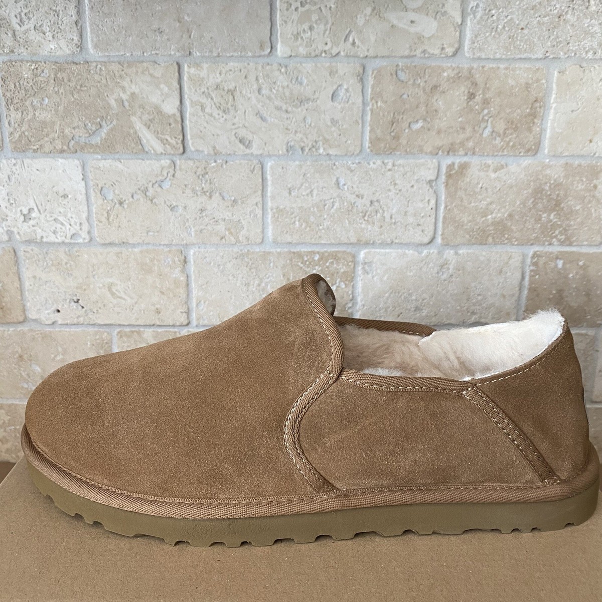 UGG KENTON CHESTNUT SUEDE SHEEPSKIN SLIP ON COMFORT SLIPPERS MEN