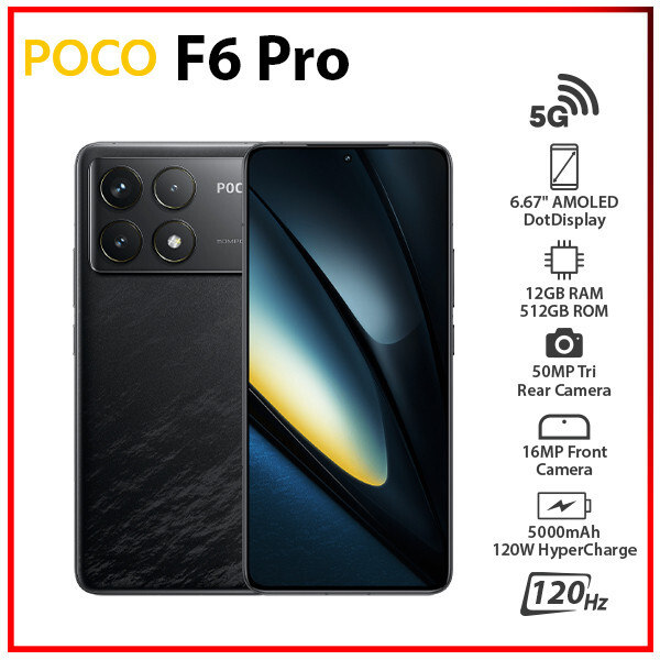 Unlocked) Xiaomi POCO F6 Pro 5G BLACK 12GB+512GB Dual SIM Android