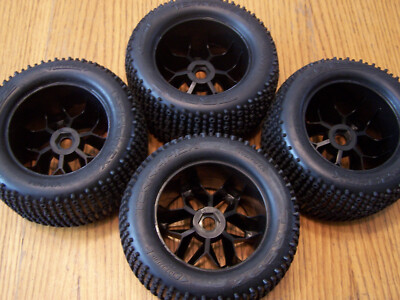 4) HPI Savage X 4.6 GT-6 Tires & Havok Black 17mm Wheels XL Flux