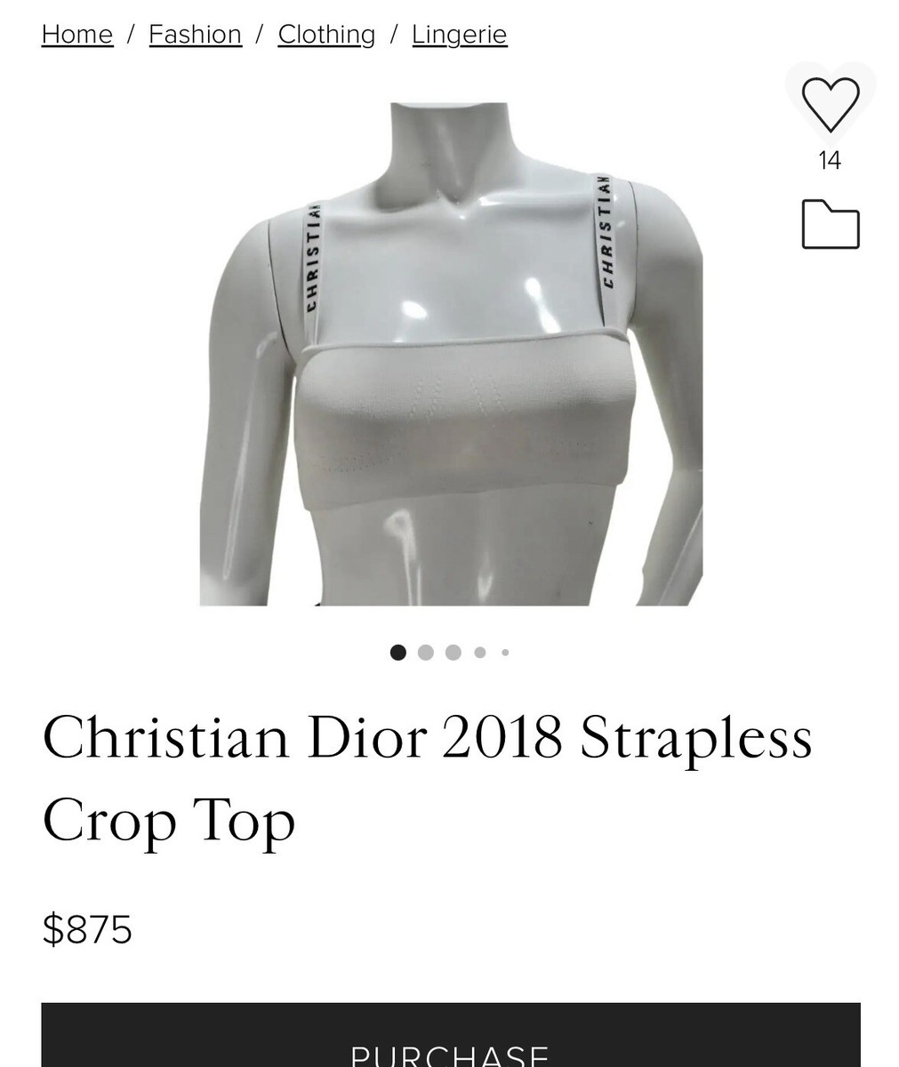 Iconic Authentic Christian Dior J'Adior Logo White Bralette Crop