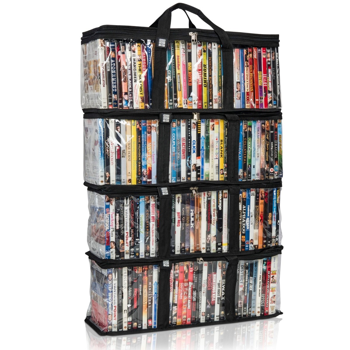Made Easy Kit Media Storage Cases with Dividers, Stackable (DVD