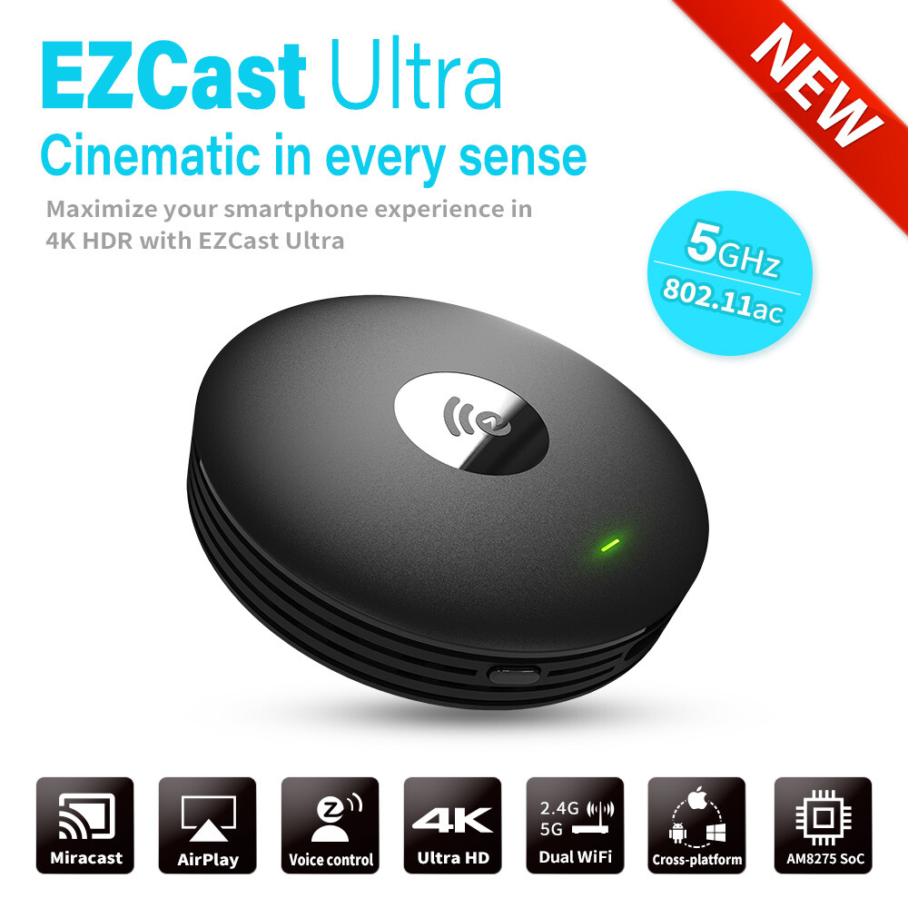 EZCast Ultra 4K HDR HDMI Wireless Display Receiver 2.4G/5G iOS
