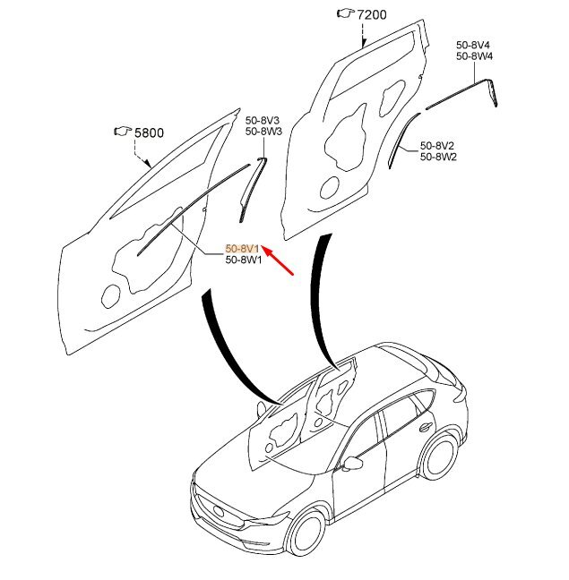 MAZDA CX-5 MK2 Front Right Door Body Side Strip NO.1 K131508V1 NEW