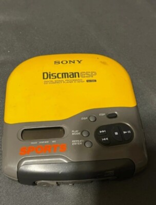 VTG Sony Sports Discman D-421SP Portable CD Player Yellow Gray