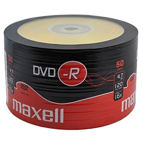 Maxell DVD-R Recordable Blank DVD-R Discs Pack 50 Shrink-Wrap 4.7