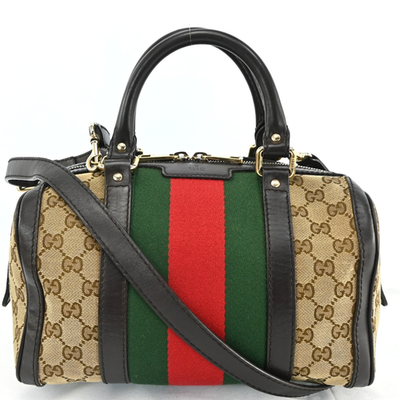 GUCCI GG Canvas Sherry Line Hand Bag 2way Brown Beige 269876