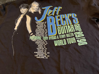 1989 Jeff Beck Guitar Shop Concert T-Shirt - Size Large - Great