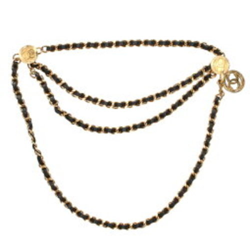 Vintage 1984 CHANEL Chain Belt with Coco Mark Medallion & Triple