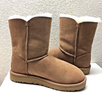 UGG BAILEY BUTTON II SHORT CHESTNUT WOMEN BOOT USA 6 / EU 37 / UK