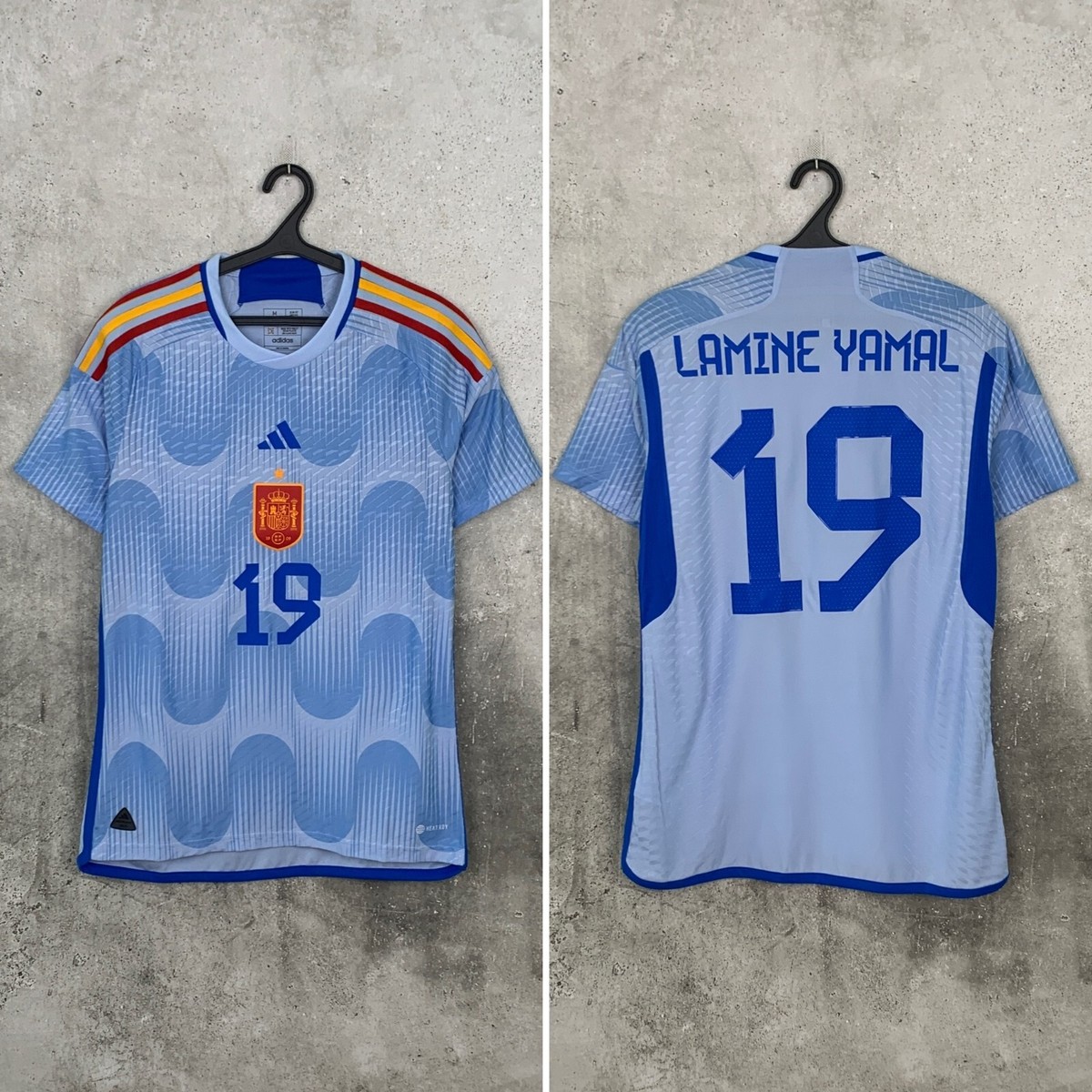 SPAIN 2022 AWAY AUTHENTIC FOOTBALL SHIRT #19 LAMINE YAMAL ADIDAS