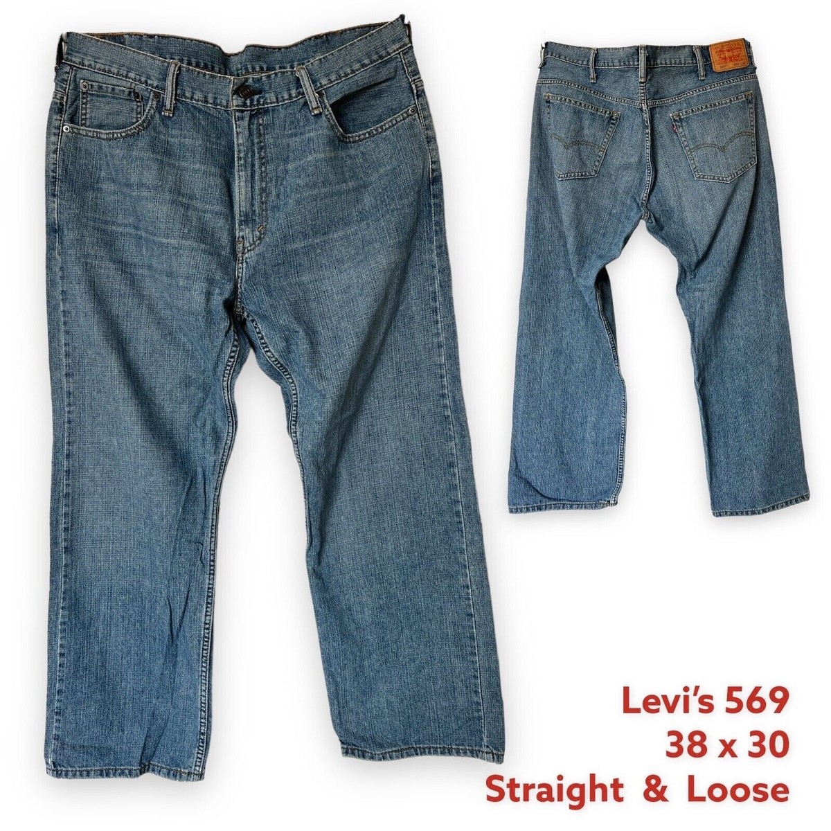 Levi's 569 Blue Jeans Mens 38 x 30 5-Pocket Loose Straight- One