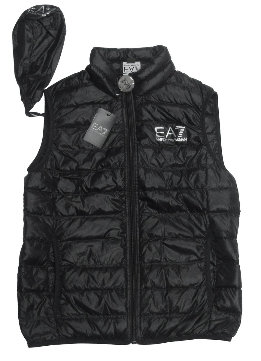 EA7 Emporio Armani Men's Black Quilted Puffer Down Packable Full