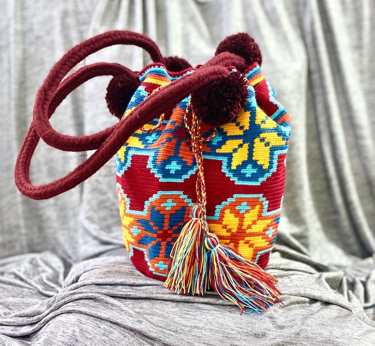 Wayuu bag MULTICOLOR cotton handmade (Mochila from Colombia) | eBay