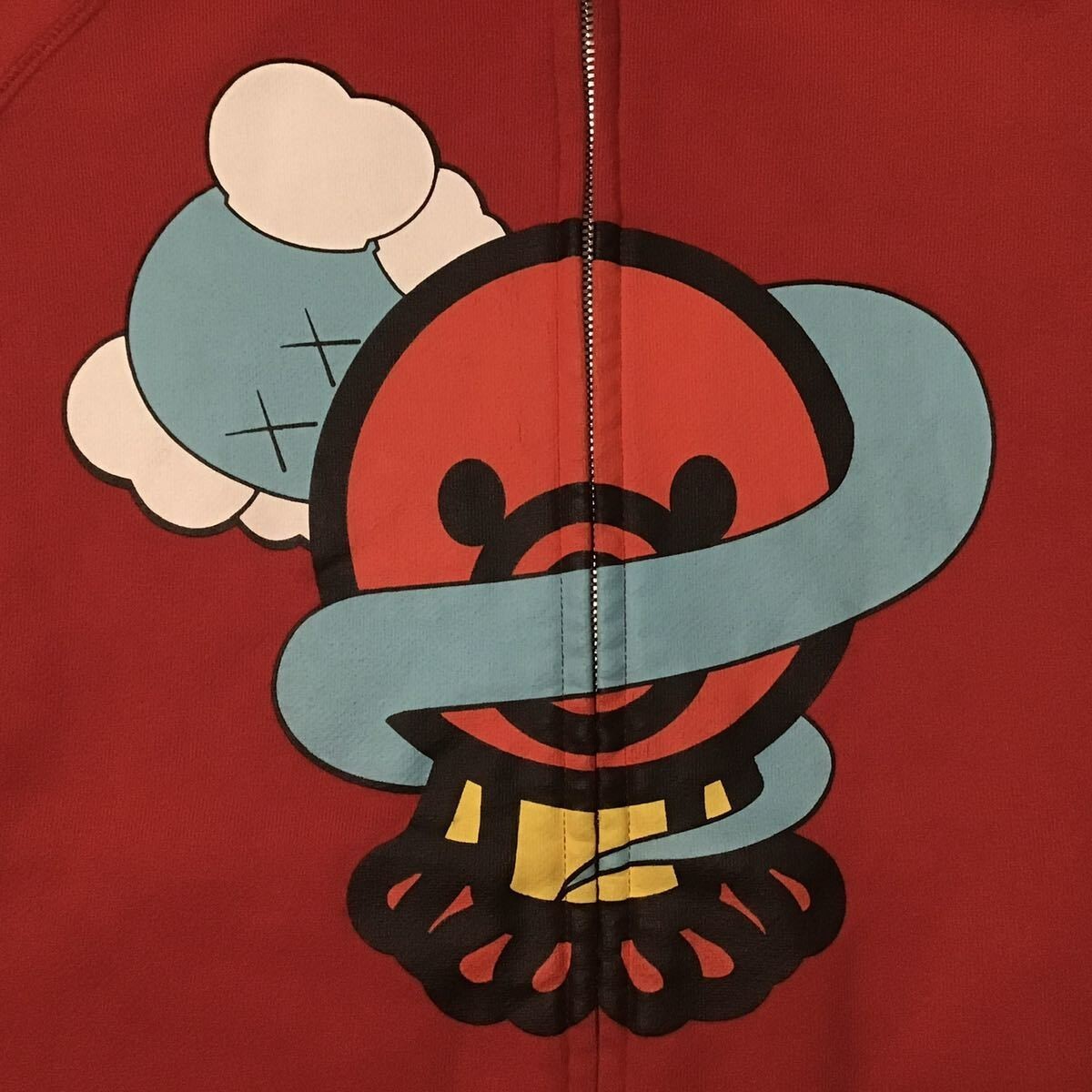BAPE × KAWS MILO Bendy Octopus full zip hoodie Red A Bathing Ape