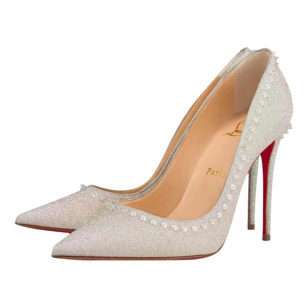 Christian Louboutin Anjalina 100 Silver AB Glitter Sunset Spike