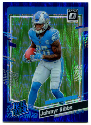 2023 Panini Optic #236 Jahmyr Gibbs Purple Shock Prizm Rookie